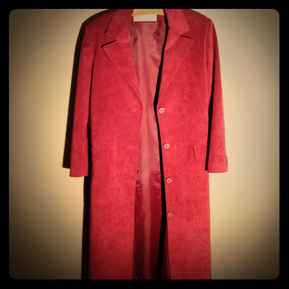 Samuel Roberts plum ultrasuede trench coat
